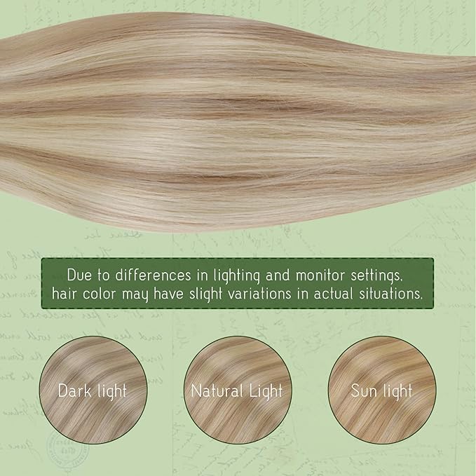 RUNATURE Human Hair Clip in Extensions, 24 Inch Clip in Hair Extensions Real Human Hair, Double Weft Full Head Straight Remy Hair 135g 7pcs #18P60 Ash Blonde Highlight Platinum Blonde