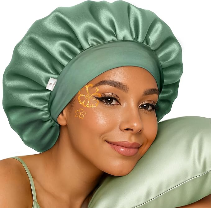 YANIBEST Silk Bonnet for Sleeping Women, Double Layer Hair Satin Bonnets with Elastic Band, Sleep Cap Curly Natural Hair