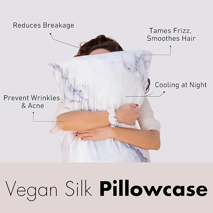 Satin Pillowcase Gift Set for Women – Pink Leopard, Silky Soft, Reduces Frizz | Includes Satin Eye Mask & Scrunchie | for Curly Hair, Sensitive Skin | Gift for Mom, Daughter, Girlfriend
