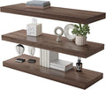 Large Floating Shelves for Wall Set of 3 Wooden Wall Shelves 24 in x 12.75 in x 2 in Room Decor Long Shelf with Invisible Wall Mount Bracket for Bedroom Kitchen Living Room Walnut