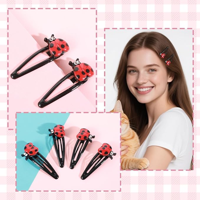 10 Pcs Ladybug Hair Clips Cute Lady Bug Hair Clips for Girls Toddler Women, Lady Bug Clip Whimsical Ladybug Hairs Accessories Snap Barrettes, 5.5cm/2 inch