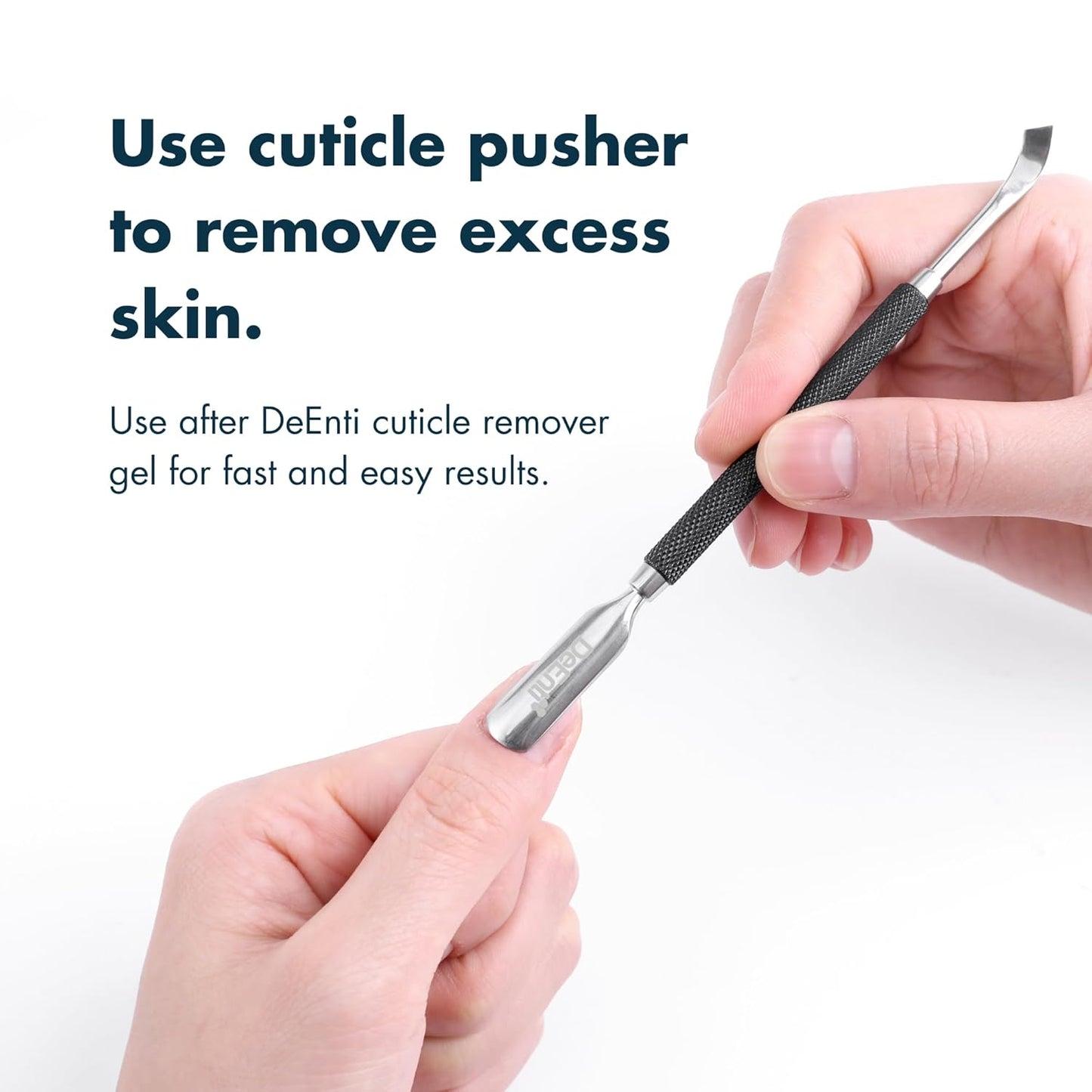 DeEnti Cuticles Maintenance Pack, Bundle Includes Citrus Scented Cuticle Remover, Cuticle Oil for Nails, and Metal Pusher Tool, Salon Grade Nail Care, Home Manicure and Pedicure Kit