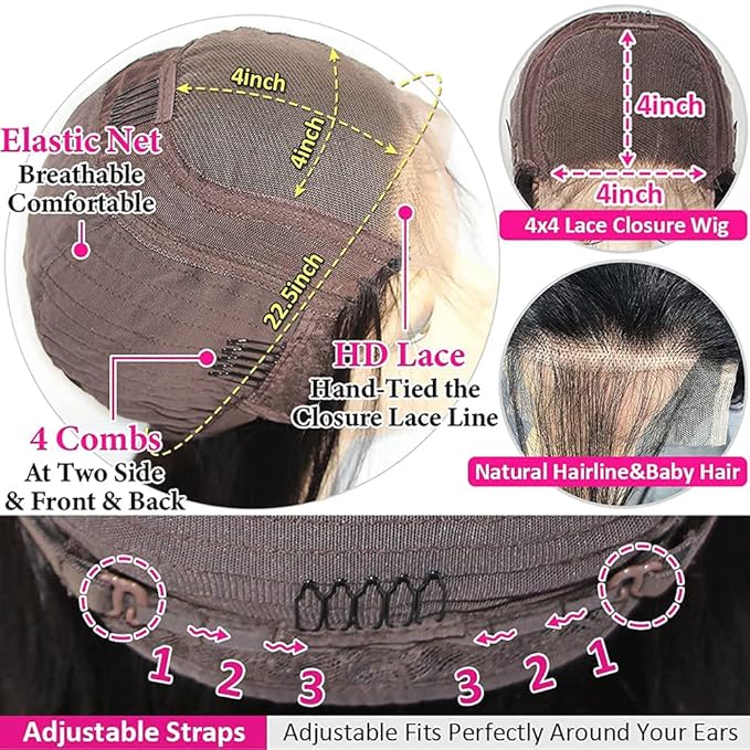Bangjazz 4X4 Lace Front Wigs Human Hair Water Wave Wig 180% Density Brazilian Virgin Hair Pre Plucked with Baby Hair Wigs for Black Women Deep Water Wig 18 Inch Natural Color (18 Inch,Water Wave Wigs)