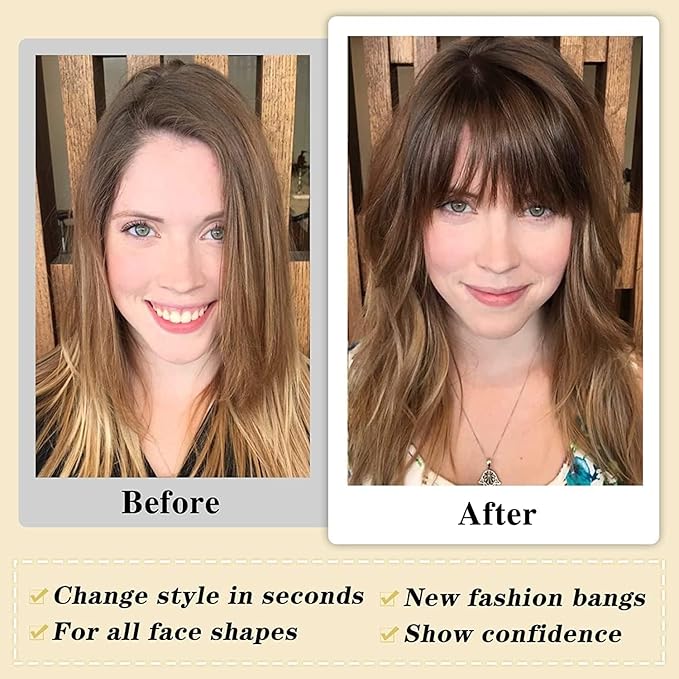 NAYOO Wispy Bangs Hair Clip - Ash Blonde 100% Real Human Hair Clip in Bangs for Women Fringe with Temples Hairpieces for Daily Wear (Ash Blonde, Wispy Bangs)