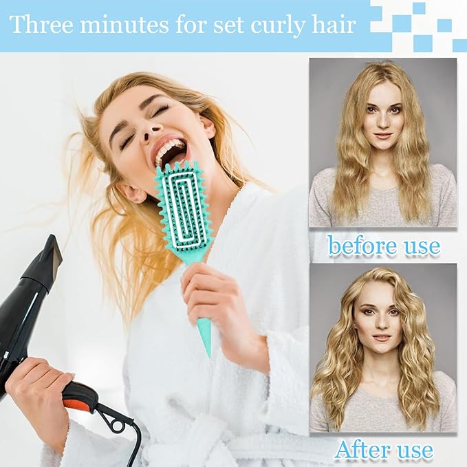 Curly Hair Brush,Curl Defining Brush,Slick Back Hair Brush,Rat Tail Comb,Edge Bristle Brush,Clip Claw,Bow,Satin Scrunchies,No Damage Hair Ties,Scarf Hair Ties,Gifts For Women,Best Gift Set(Green)
