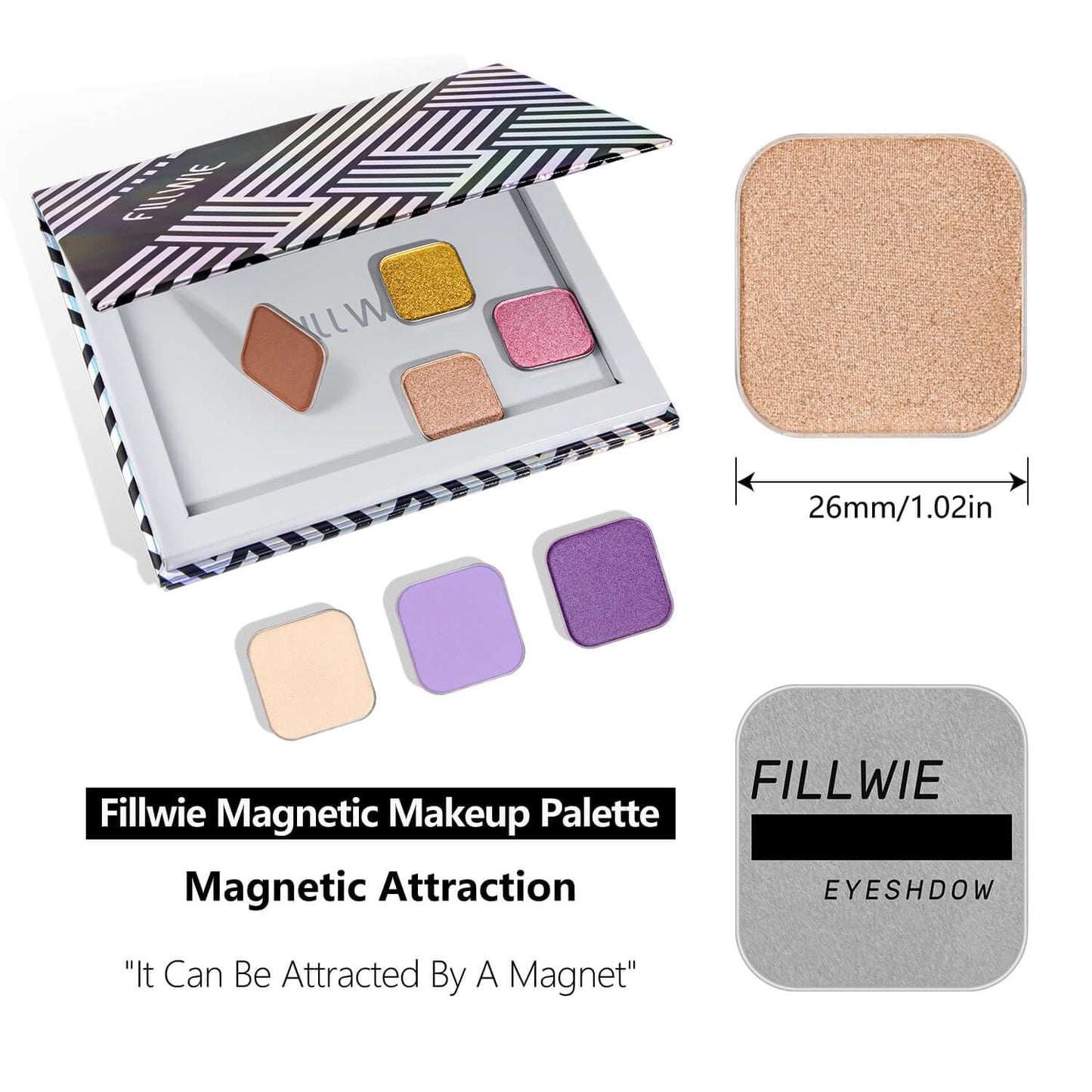 Magnetic Eyeshadow Soft Peach with Hints of Yellow and Pink, Satin Finish, Easy to Blend, Magnetic Pan for DIY Makeup Palette (Peach Glow)