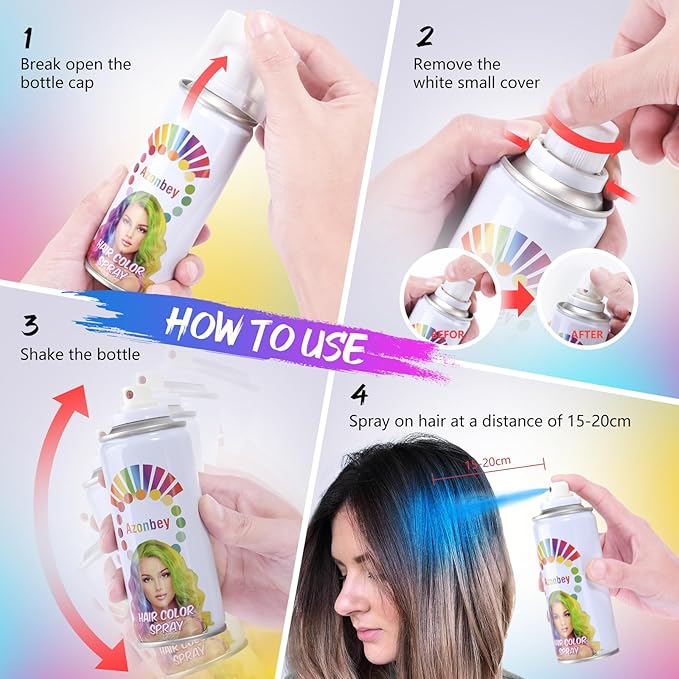 Halloween Hair Spray,Temporary Hair Color Spray for Women Kids Men,Washable Hairspray,Colored Hair Spray,Color Hairspray for Halloween,Party,Cosplay,Christmas Day (#Red)