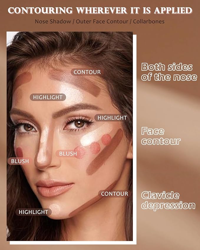 Face Bronzer Contour Blush Powder Palette-2 in 1 Cruelty-Free Buildable Facial Cheek Shimmer Blusher Contour Bronzing Pressed Powder,Blendable Makeup Palette,Thanksgiving Gift Set for Women-02