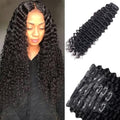 Seamless Clip in Hair Extensions Human Hair Deep Wave Clip ins for Black Women 8Pcs Brazilian Virgin Human Hair Clip in Extensions PU Skin Weft 18Clips 120g 20inch Natural Black
