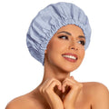 Reusable Shower Cap for Women, Large Waterproof Shower Essentials Bonnet Washable Elastic Band Bath Hair Wrap Hat for Long Hair, Braids(Gray)
