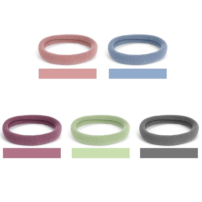 50PCS Large Hair Ties, Thick Cotton Seamless Hair Ties, Hair Elastic Ponytail Holders, No Damage for Thick Heavy Hair, 2 Inch in Diameter, 5 Colors