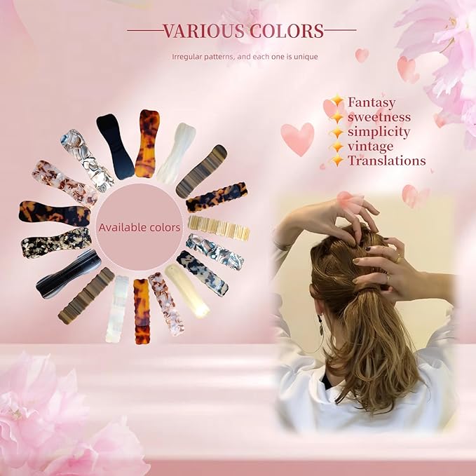 Hair Clips for Women,3.5 Inch Acetate Medium Hair Claw Clips for Women Thin Thick Curly Hair,Strong Hold No Slip Grip,French Classic Multicolor Barrettes Hair （Brown Oblong）