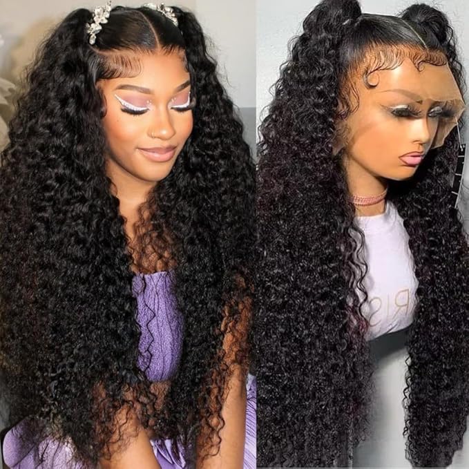 24 Inch Water Wave 13x6 HD Lace Front Wigs Human Hair Pre Plucked 200 Density Deep Part Curly Wig for Women Water Wave Frontal Wigs Human Hair