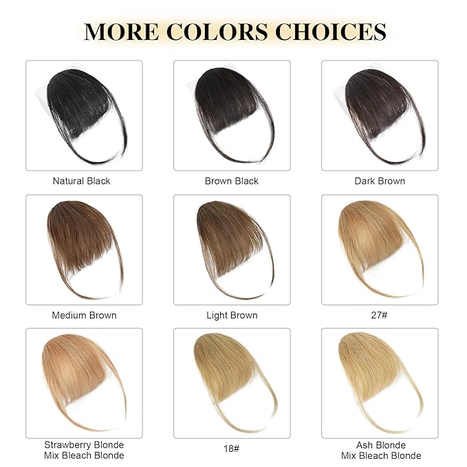BOGSEA Clip in Bangs 100% Human Hair Bangs with Temples Bangs Hairpieces for Women Clip in Fake Bangs for Daily Wear (Light Blonde, Wispy Bangs)