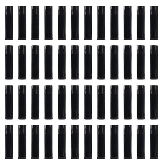 RONRONS 50 Pieces Refillable Lip Balm Crafting Tubes, 5ml Black Empty Lip Balm Tubes Containers, Mini Twist-up Lip Gloss Tube Homemade Deodorant Bottles DIY Cosmetics Makeup Tools Accessories