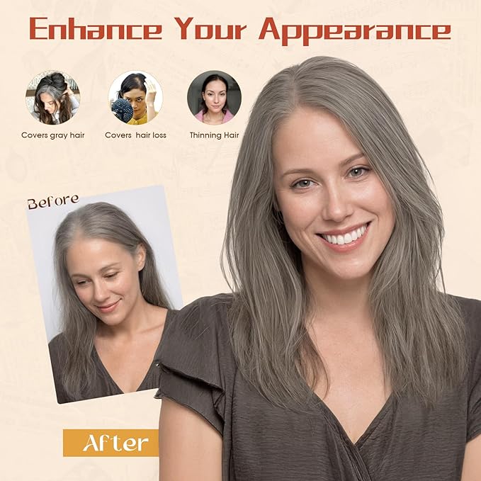 Rich Choices Human Hair Toppers for Women-100% Real Remy Hair Topper No Bang-Upgraded 150% Density 9 * 12CM Lace Base-Clip in Hairs Topper for Thinning Hairs-12Inch #G2 Grey
