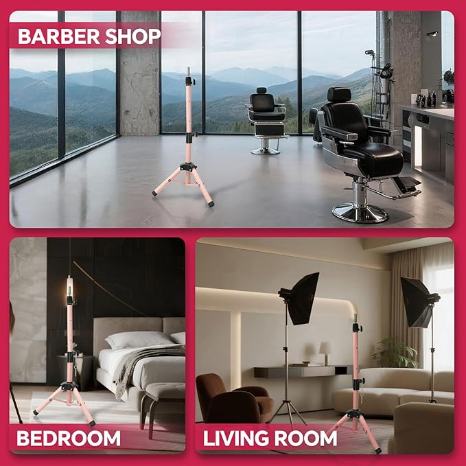 Smilco Mannequin Head Stand,Adjustable Wig Stand Tripod,Heavy Duty Wig Head Stand for Cosmetology Hairdressing Training