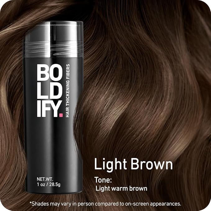 BOLDIFY Hair Fibers (28.5g) - Fill In Thinning and Fine Hair for an Instantly Fuller, Thicker Look - 14 Shades for Women & Men - Light Brown