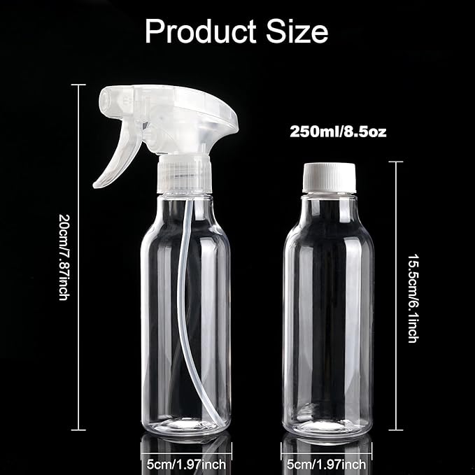 Cosywell 4 Pack Plastic Spray Bottles 8.8oz/260ml Empty Spray Bottle for Cleaning Mist/Stream Heavy Duty Water Spraying Bottle for Cooking Solutions Essential Oils Hair Care(Green Pink Purple White)