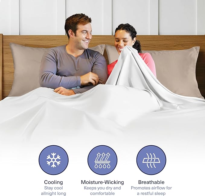 Kickoff Viscose Bamboo Pillowcase, Standard, Set of 2, 100% Organic Hidden Zippered Viscose Bamboo Pillow Case Standard Size, Cooling Pillow Cover for Hot Sleepers (20"x26", Iced Latte)