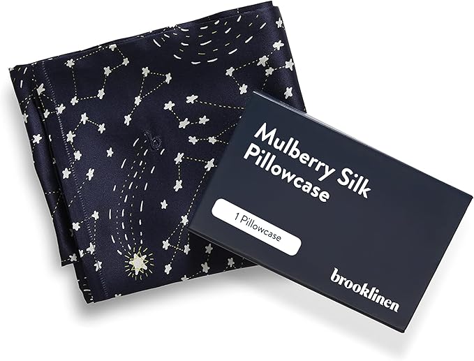 Brooklinen Mulberry Silk Pillowcase – 100% Pure Silk Pillow Case, Soft & Durable, Anti-Friction Comfort, Hight Quality Smooth Texture – Machine Washable & Breathable – King Size (Celestial)
