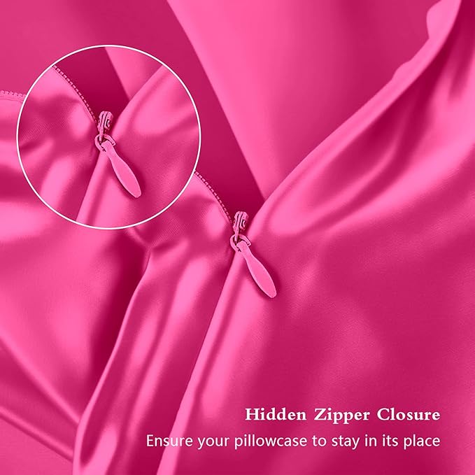 Silk Pillowcase for Hair and Skin, Mulberry Silk Pillow Cases Standard Size, Anti Acne Cooling Sleep Both Sides Natural Silk Satin Pillow Covers with Hidden Zipper, Gifts for Women Men, Hot Pink