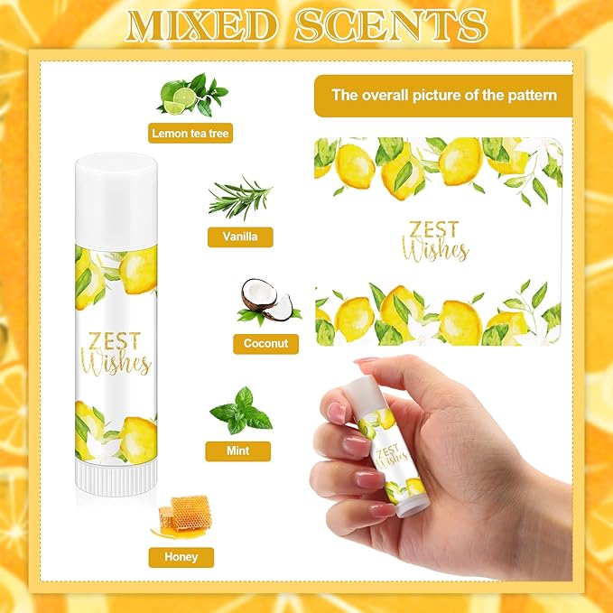 Fumete 50 Pack Lemon Baby Shower Party Gifts Favors Bulk Lip Balms for Guests Boys Girls Neutral Gender Reveal Favors for Baby Shower Prizes Souvenirs Bags Stuffer Classroom Prizes