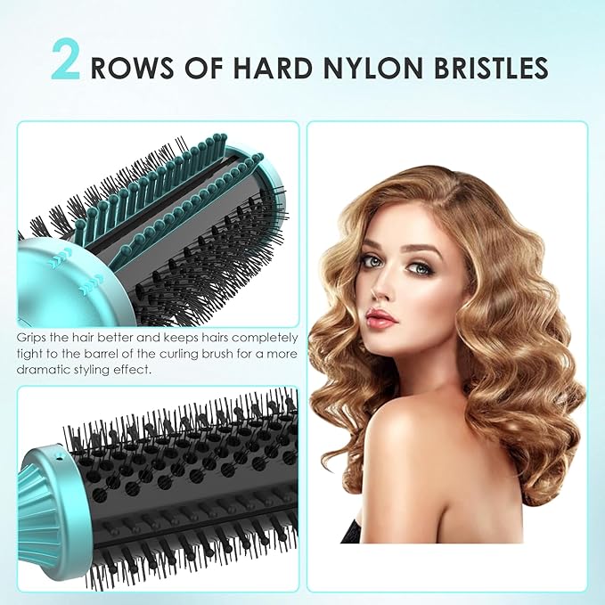 1 1/2 Inch Thermal Brush Negative Ion Heated Round Brush Dual Voltage 12 Temperature Settings Curling Hairbrush for Medium Long Hair (1.5 Inch Barrel 2.1 Inch Bristles)