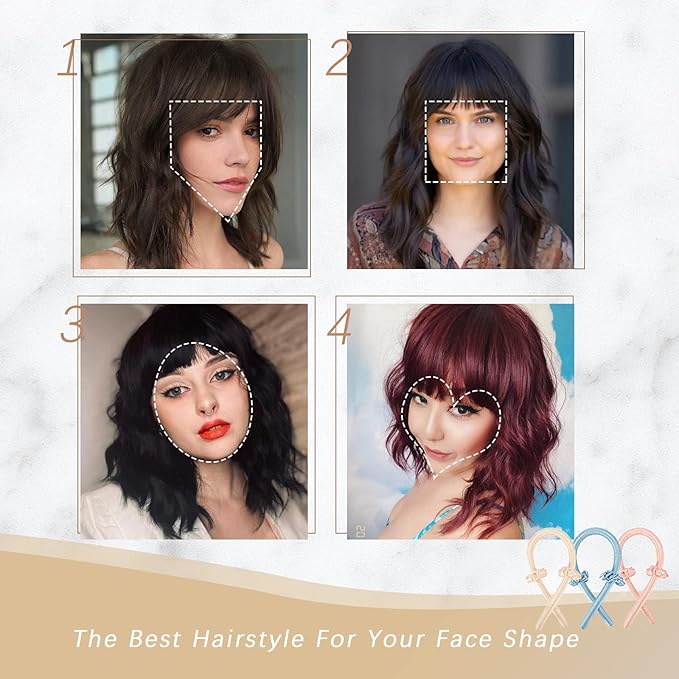 Nnzes Bob Curly Wig Synthetic Short Wine Red Wig with Bangs Natural Looking Heat Resistant Fiber Hair for Women