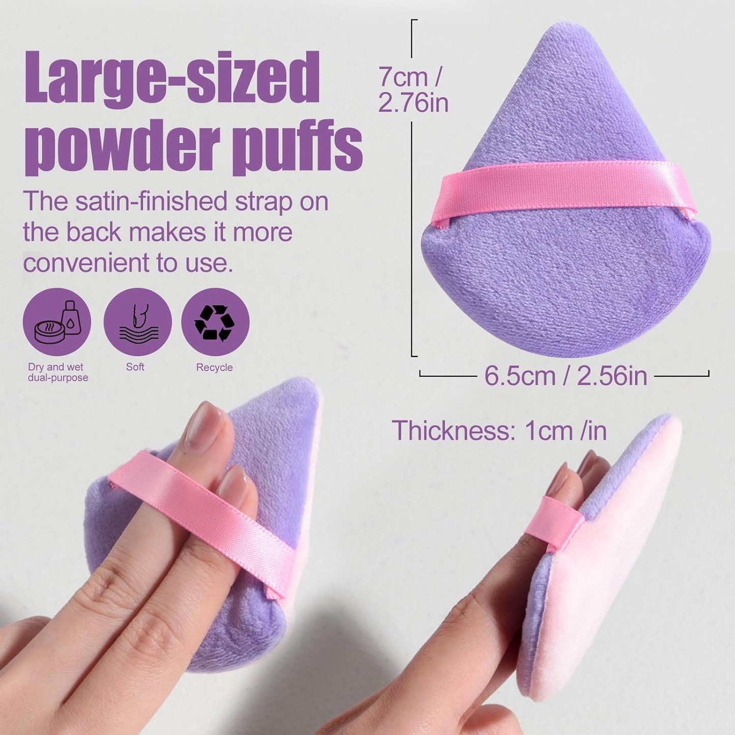 BS-MALL Triangle Puffs, Makeup Sponge Set 20 Pieces, Cosmetic Applicators for Foundation, Powder, Blush Large Pack (Purple)