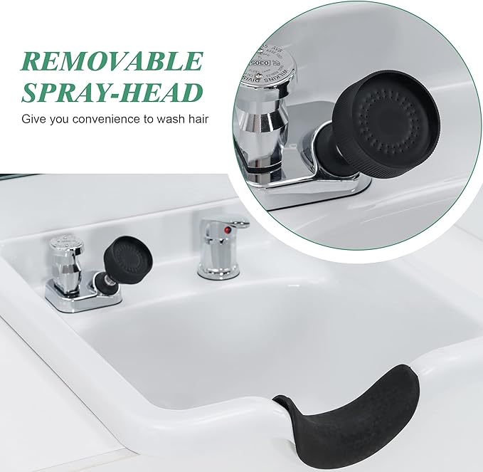 BarberPub Backwash Shampoo Bowl Sink Chair Station with Mirror Salon Styling Cabinet Spa Equipment 3130 (White)