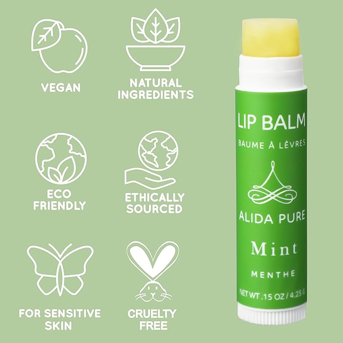 Aria Lip Balm Collection, Vegan Lip Balm Set, Beeswax Free, with Avocado Oil, Organic Jojoba Oil, and Vitamin E, Natural Moisturizer for Dry, Chapped Lips, 5 Tube Set