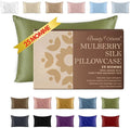 25 Momme Premium Mulberry Silk Pillowcase for Hair and Skin | Handcrafted Hypoallergenic & Anti-Acne Green Silk Pillow Cases with Zipper | Queen - 20" x 30", Jungle
