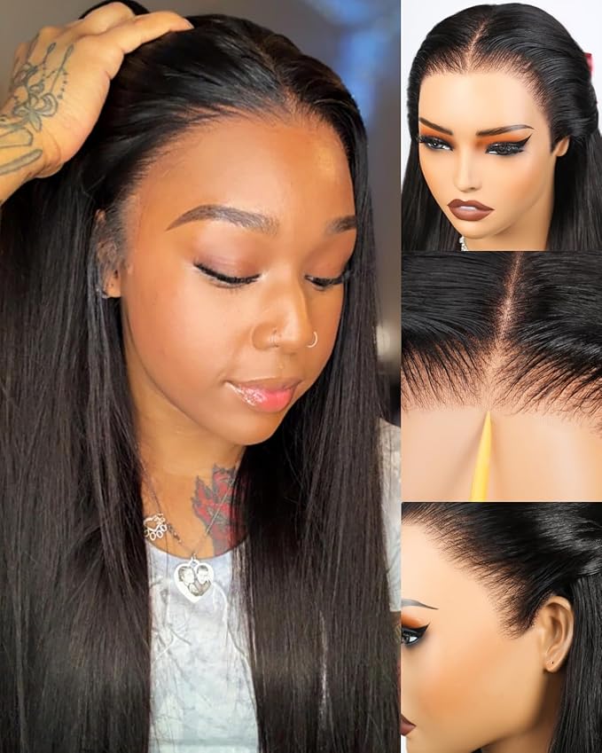Arabella Hair 13x6 Lace Front Wigs Human Hair 210% Density Glueless Wig Human Hair 100% Straight Human Hair Wigs 12A Pre Plucked Pre-Bleached Pre-Cut Glueless Wig (26inch,13x6 Straight Hair)