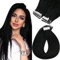 Sunny Hair Tape in Hair Extensions Human Hair 18inch Hair Extensions Real Human Hair Tape in Extensions for Women Jet Black Invisible Remy Hair Natural Straight Skin Weft Double Sided Tape 40pcs 100g