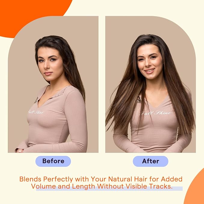 Full Shine Tape Ins Human Hair Extensions Color 1B/27/1B Black with Blonde 24 Inch Invisible Seamless Skin Weft Remy Human Hair Tape in Extensions 50g Straight Soft and Silky Hair 20PCS Add Length