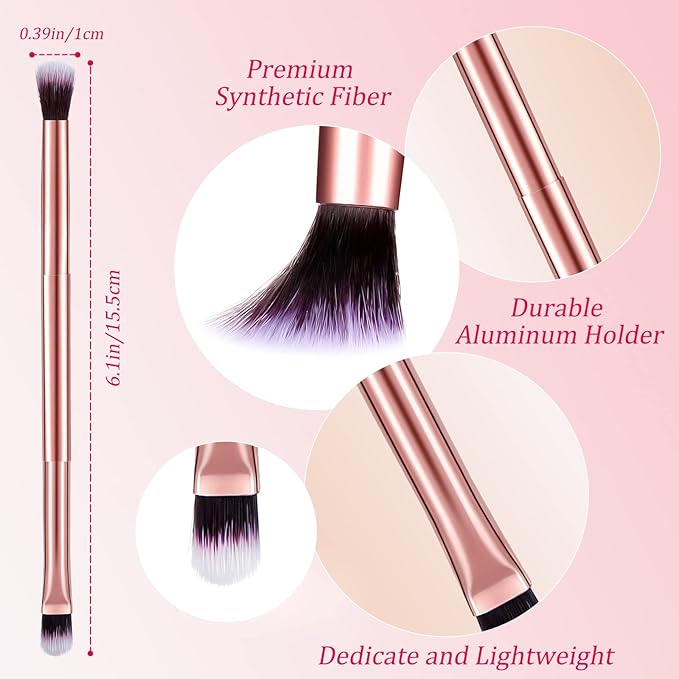 6 Pcs Eyeshadow Smudge Brush 2-in-1 Eyeshadow 2 Double Ended Make Up Brush Concealer Cosmetics Under Eye Small Soft Firm Pointed Foundation Makeup Applicator for Blending Eye Shadow Liner