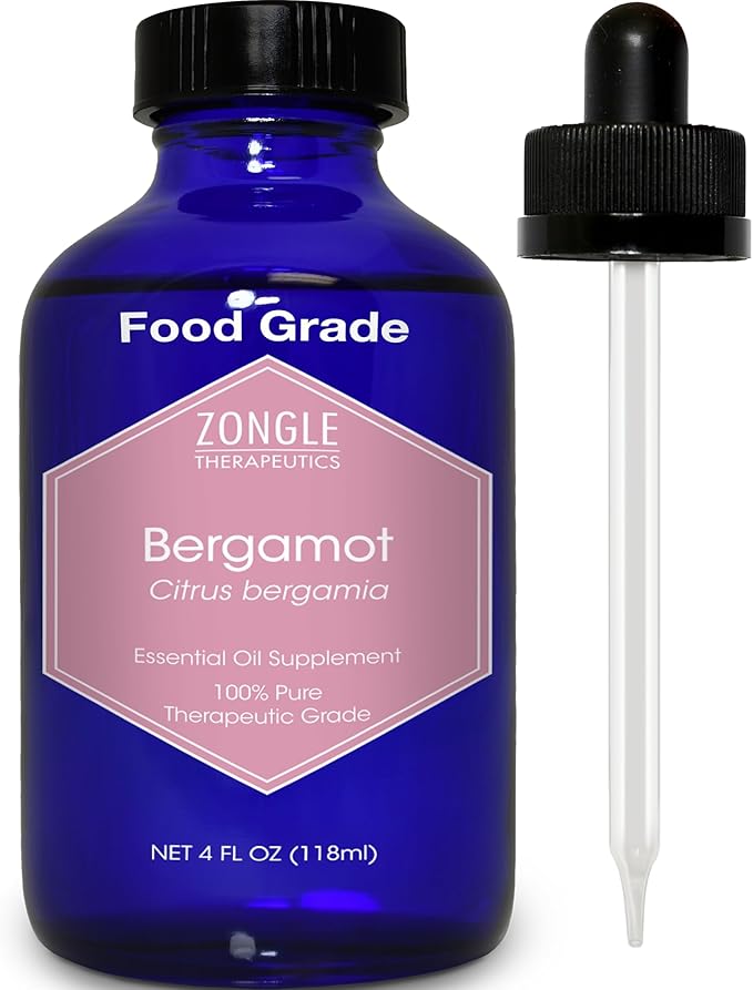 Bergamot Essential Oil, Food Grade, for Tea – 100% Pure, Bergamot Oil, by Zongle Therapeutics, 4 OZ