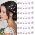 CUBACO 42PCS Mini Hair Pins for Girls, Cute Purple Wedding Hair Accessories for Women Flower Clips Rapunzel Costume for Women Bridal Pins Decorative for Brides Bridesmaids, Gift for Girls