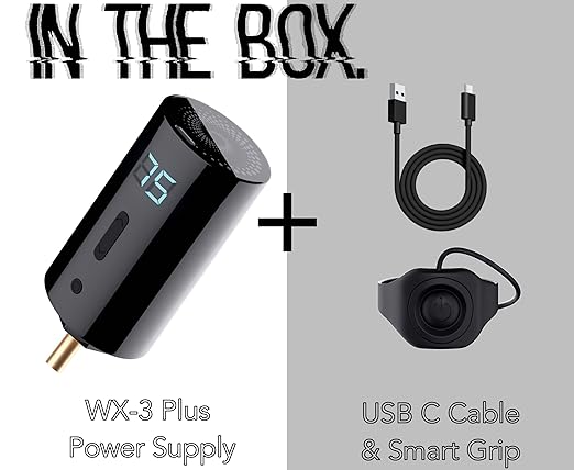 WX-3 Plus Wireless Mini Battery Pack Professional Power Supply w/Machine Mountable Smart Switch Grip, Backlit LED Digital Display, 1450mAh Capacity (RCA Connector)