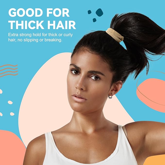 HOYOLS Large Seamless Hair Ties for Thick Hair, Soft Ponytail Holders Bands No Damage Elastics for Women Girls Scrunchies (Autumn Hues Color)