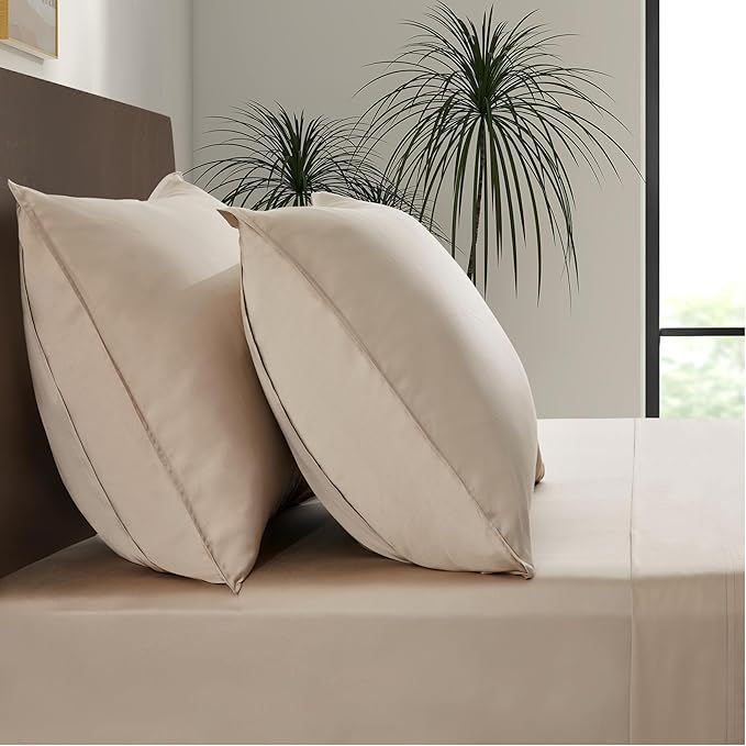Luxury Bamboo Market | King Envelope Pillowcase Set | 100% Viscose Made from Bamboo | Organically Grown | Ultra Soft | Cooling | 2pcs [Dune]