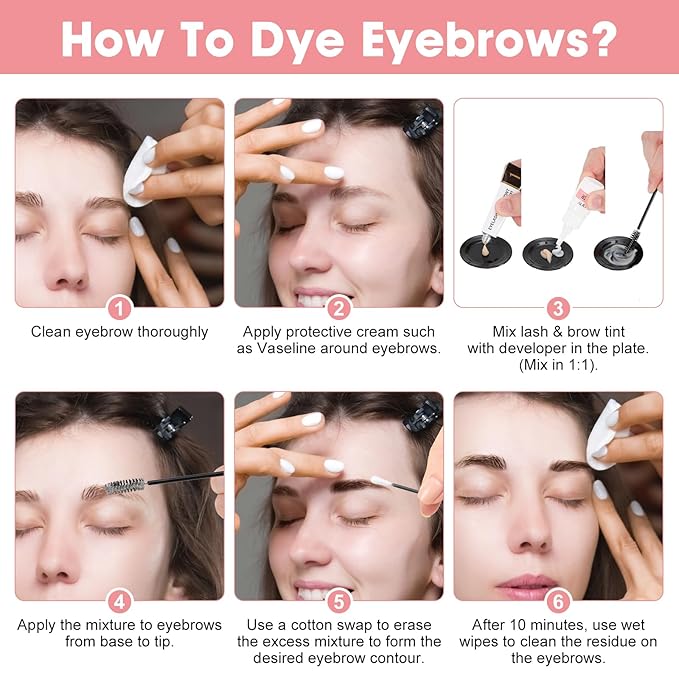 2-In-1 Eyelash & Eyebrow Color Kit, Professional Lash and Brow Color Kit DIY Hair Coloring for Salon & Home Use 7ml (Light Brown)