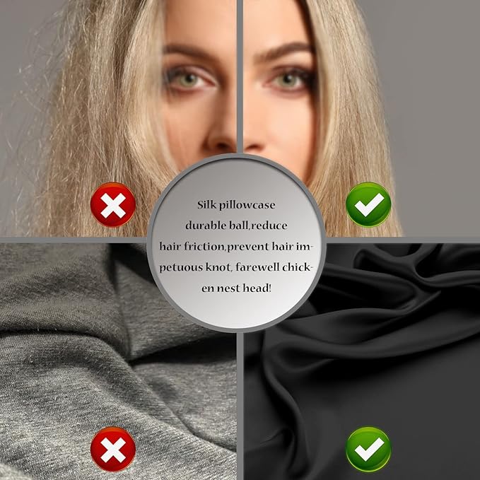 Silk Body Pillowcase Mulberry Silk Pillow Cases with Zipper Soft Breathable Smooth Cooling 20x54 inches Pillowcase for Sleep (Black,20"X 54",1Pcs)