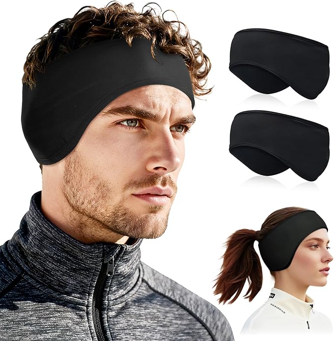 beister Ear Warmers for Women and Men, Fleece Winter Running Headbands with Ear Muffs, Windproof Thermal for Outdoor Sports