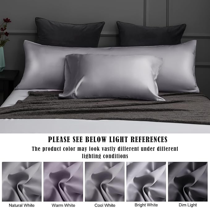 TELUS Pillow Cases King Size 2 Pack, Bamboo Rayon & Lyocell Pillowcase with Envelope Closure, Cooling Breathable Pillow Cover for Hot Sleeper & Night Sweats, 20x40 inch, Deep Grey