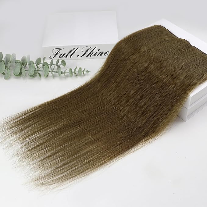 Full Shine Brown Clip in Hair Extensions Color 4 Chocolate Brown Seamless Clip in Hair Extensions Human Hair Straight Natural Hair Invisible Hair Extension Lace Weft 14 Inch 3 PCS 60 G