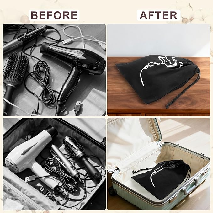 Hair Dryer Bags Bulk, Hairdryers Storage Drawstring Pouch, Blow Dryer Case Container Hairdryer and Styling Tools Accessories Bags for Hotel Home Travel Bathroom 11.8 x 13.7 inch (32 PCS Black)