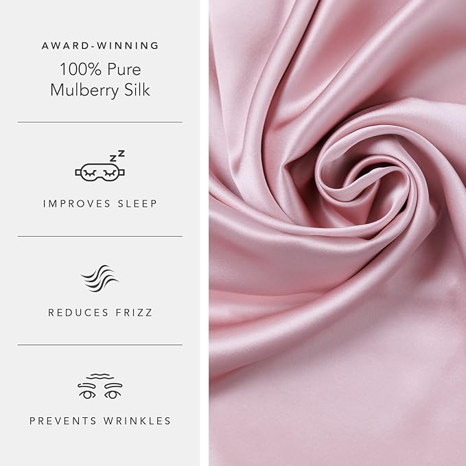 Fishers Finery 19mm 100% Pure Mulberry Silk Pillowcase, Quality Tested (English Rose, K)