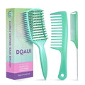 Curly Hair Brush & Curl Defining Brush – Easily Detangles Knots with Less Pulling – Styles Wet or Dry Hair, Tames Frizz for All Curl Types (Green 3Pcs)